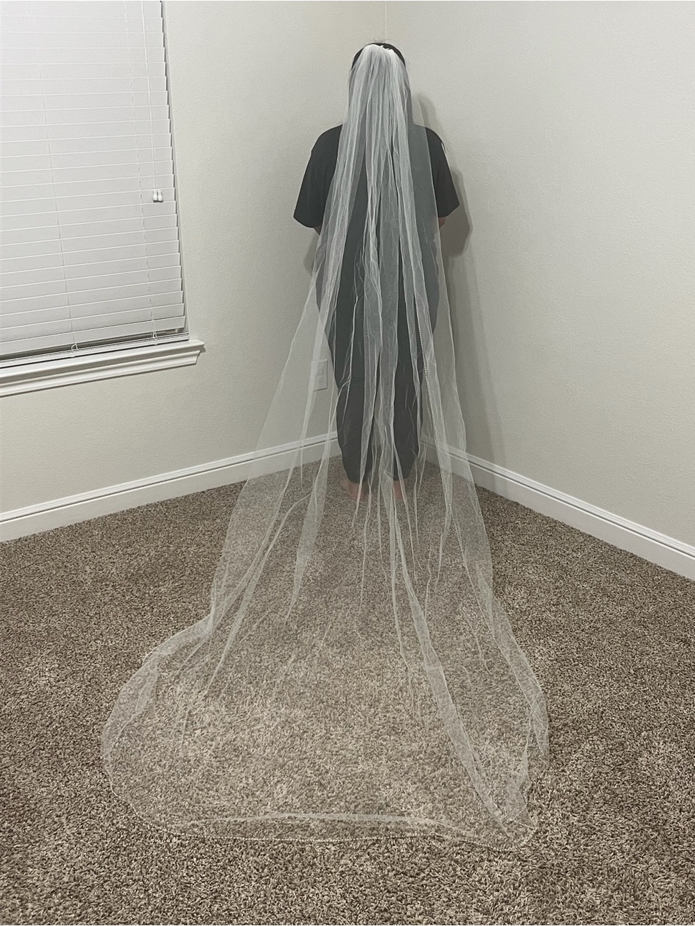 Light Ivory Pearl Cathedral Wedding Veil 108in